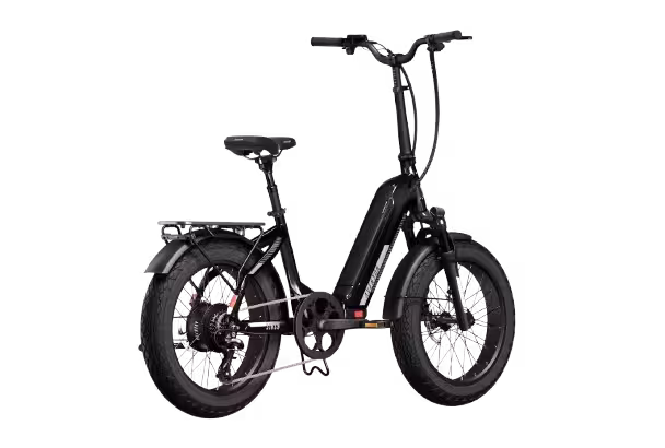 Sinch 2.5 in Black, Side rear view of Aventon Sinch 2.5 Step Through Fat Tire Folding Electric Bike