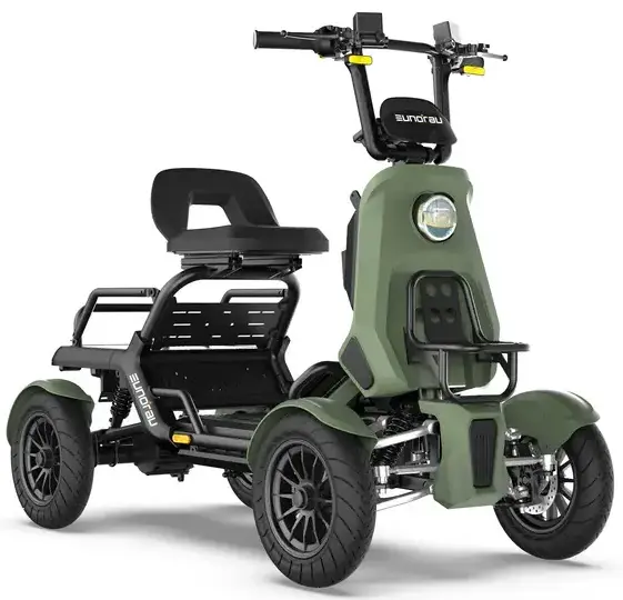 Eunorau S500 Electric Utility Quad finished in Army Green: right-front view