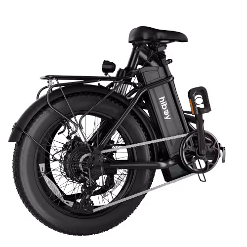 Hiboy model EX6F folding electric assist ebike finished in black, viewed while folded down