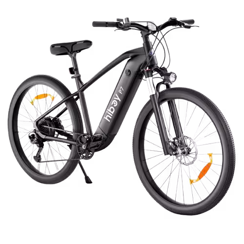 Hiboy P7 Commuter Electric Bike finished in black – side front view