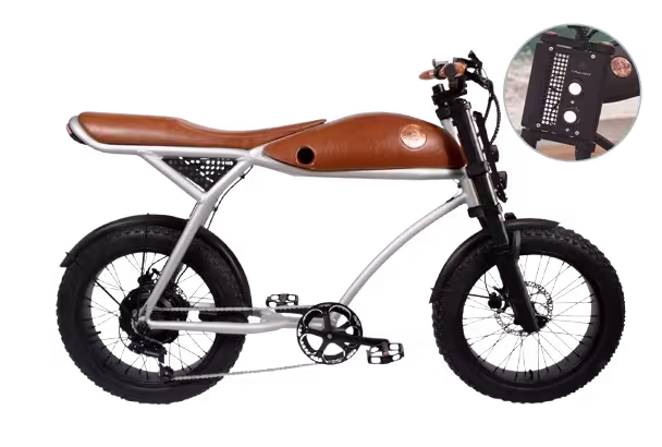 Rayvolt Ringo Two-Seater Urban Moto-Style Electric Bike finished in Silver, side view