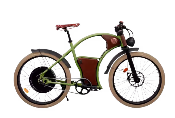 Rayvolt Torino Electric Bike finished in Green, drive side view