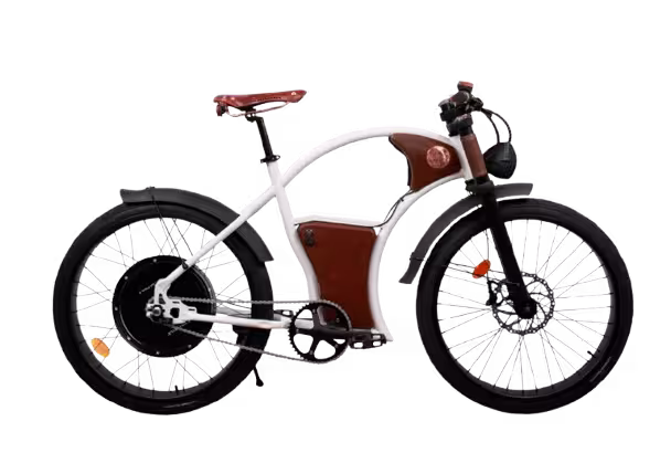 Rayvolt Torino Electric Bike finished in Cream White, drive side view