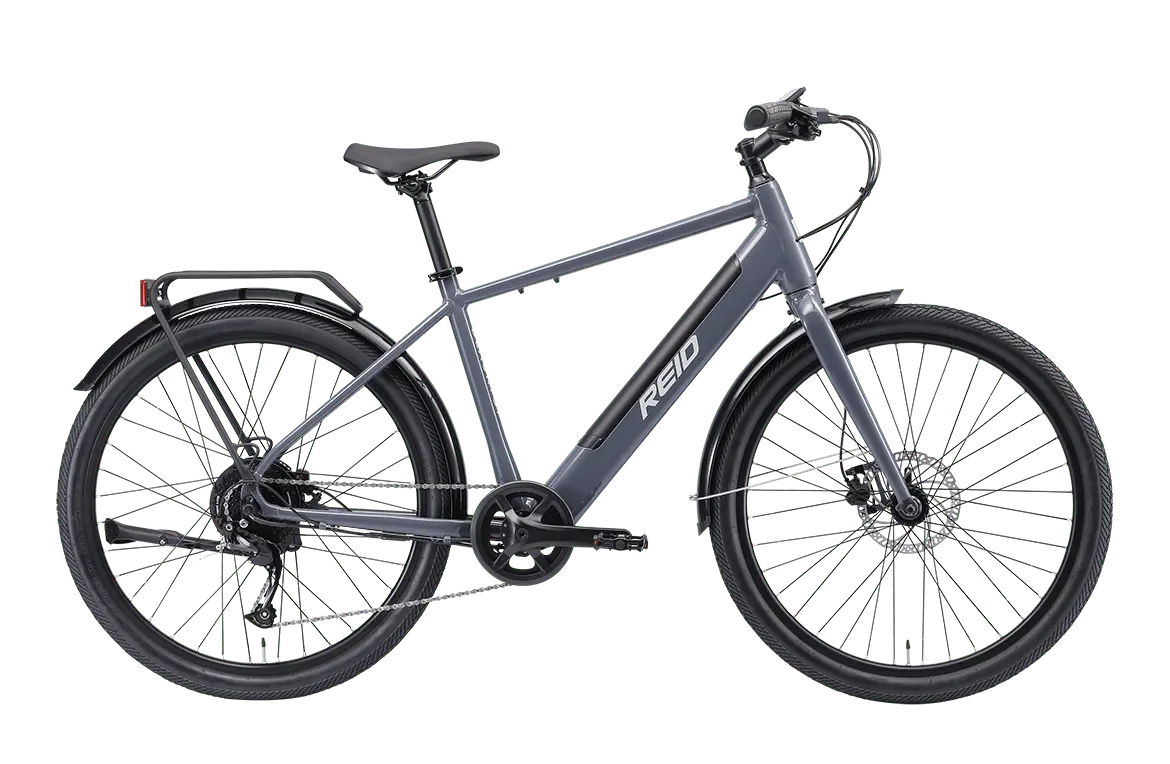 Reid Blacktop 1.0 USA MY24 electric bike in Charcoal, side view