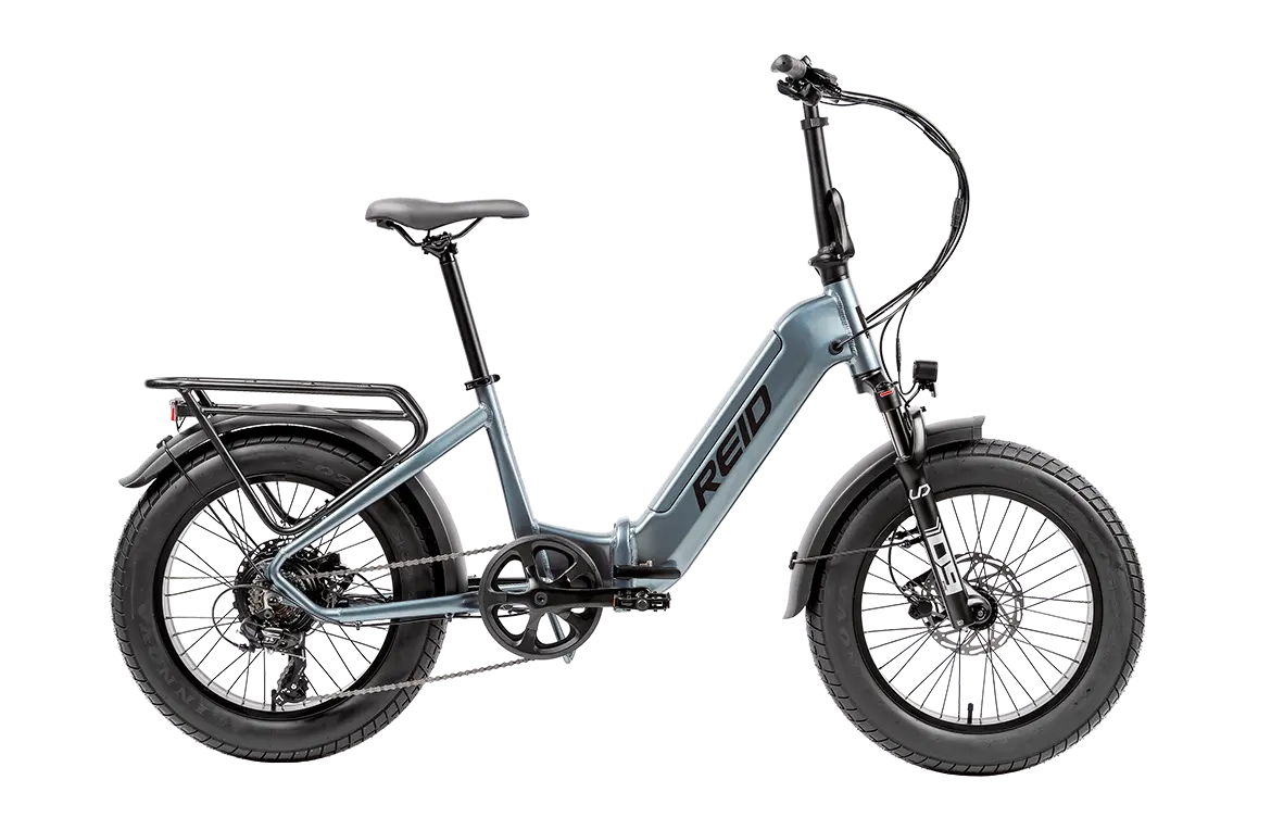 Reid eMetro+ MY26 folding electric bike in Grey, side view