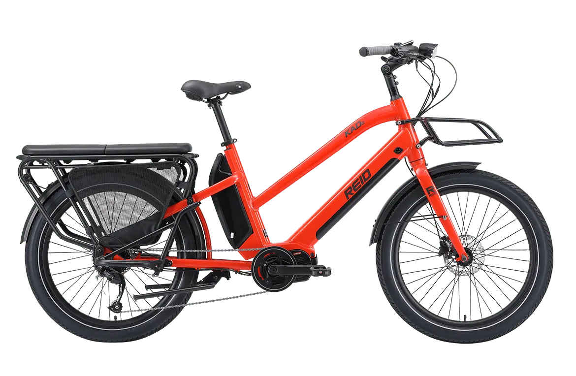 Orange Reid KADe cargo electric bike, side view