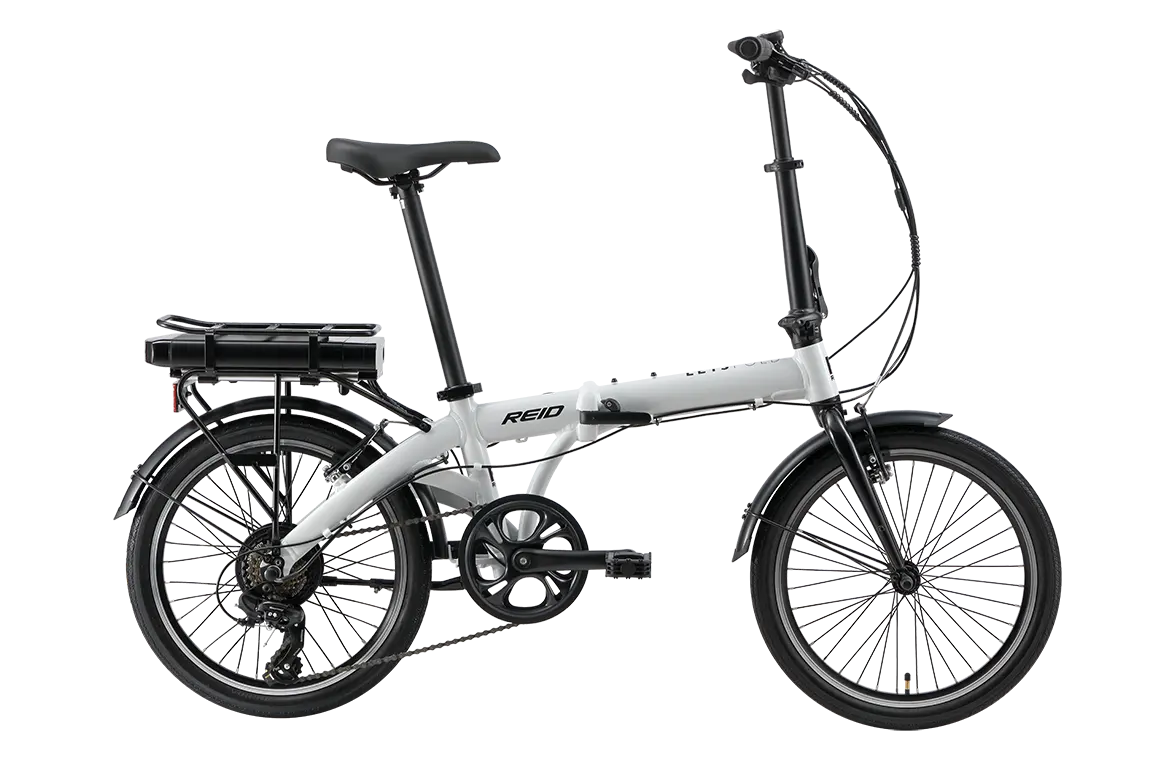 Reid Let’s Fold MY25 electric bike in White, side view