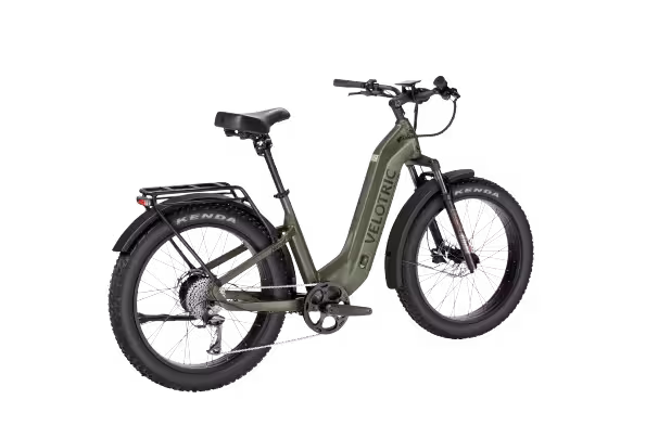 Velotric Nomad 2 Full Suspension Step-Thru Fat Tire Electric Bike finished in Medium Blue: side-rearview