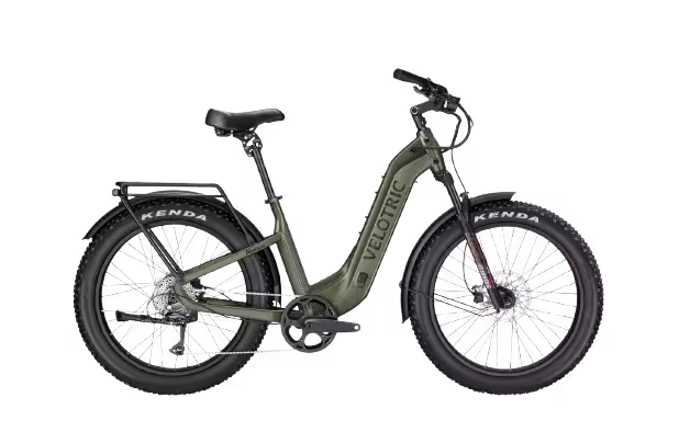 Velotric Nomad 2 Full Suspension Step-Thru Fat Tire Electric Bike finished in Olive: side view