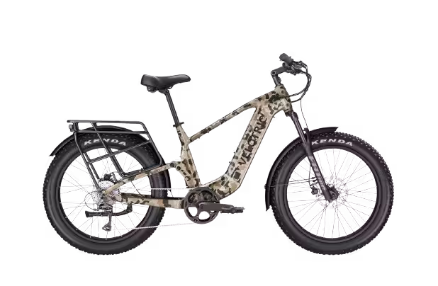 Velotric Nomad 2x Full Suspension Step-Over Fat Tire Electric Bike finished in True Camo Print: side view