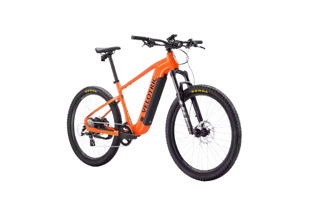 Velotric Summit 1 Hard-Tail Step-Over Semi-Fat Electric Bike finished in Orange: side-frontview