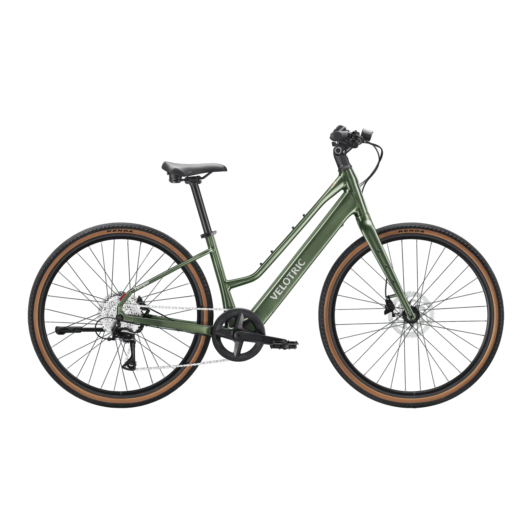 Forest Evergreen Velotric Tempo Mid-Step electric bike, side view